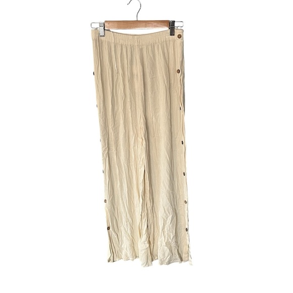 NWT Salty Lemon Gauzy Side Button Beach Pants - Oyster - Picture 3 of 10